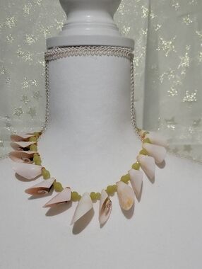 Handcrafted Pink Shell and Olive Bead Necklace